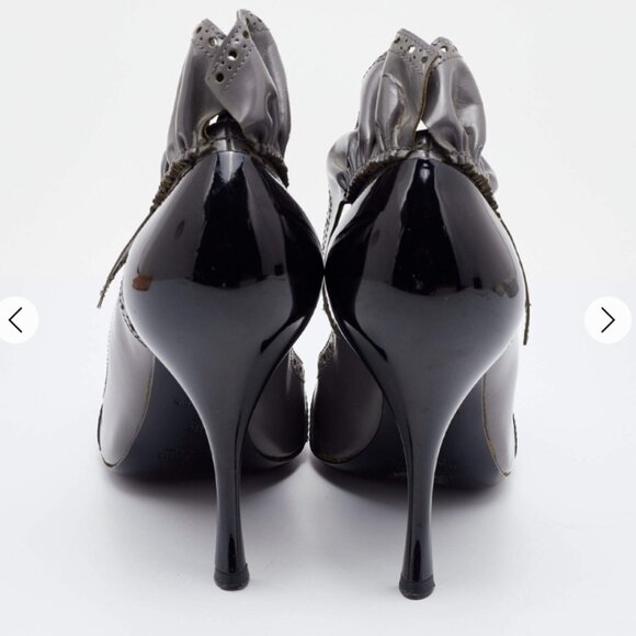 Miu Miu Grey/Black Patent Leather Brogue Platform Pumps - Picture 2 of 16